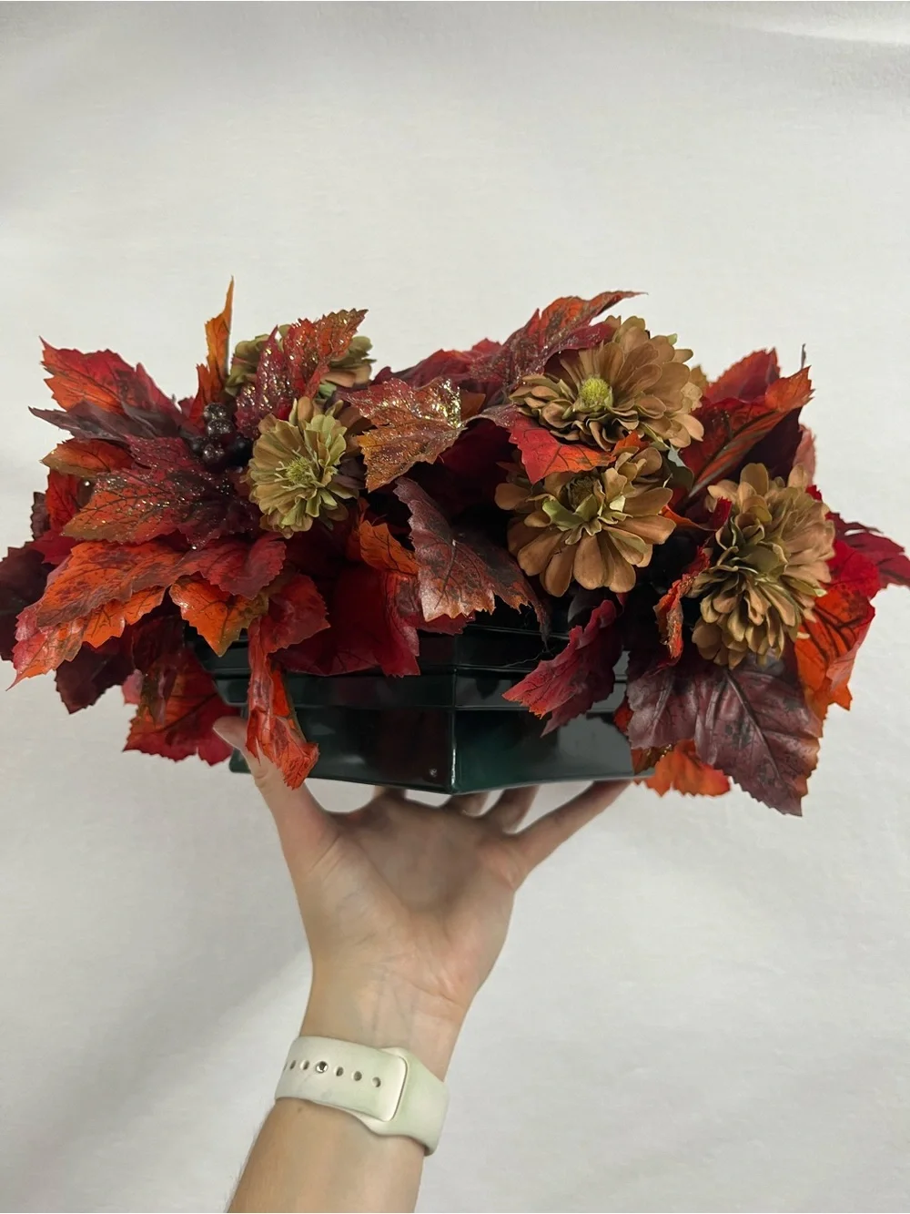 Autumn Faux Maple Leaf and Floral Centerpiece